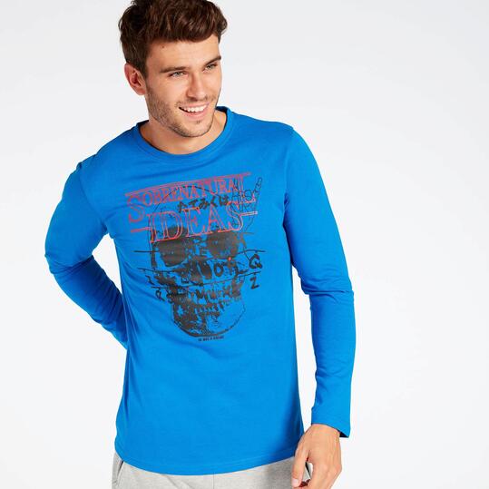 Camiseta Manga Larga Calavera Azul