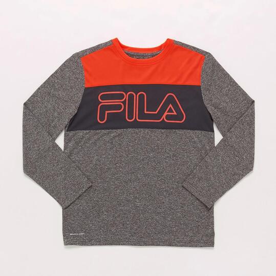 Camiseta Manga Larga Gris Junior Fila