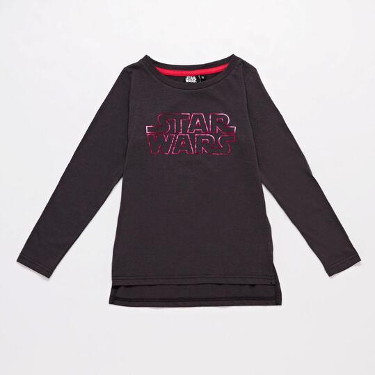 Camiseta Star Wars Gris Oscuro Niña