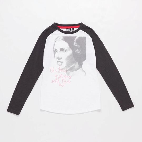 Camiseta Star Wars Blanca Gris Oscuro Niña