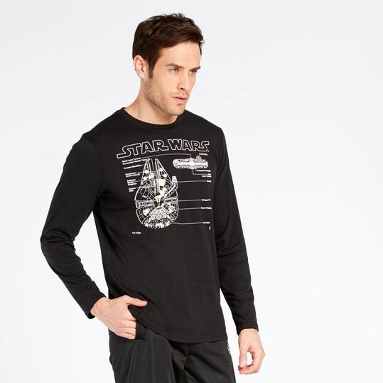 Camiseta Manga Larga Star Wars Negra Hombre