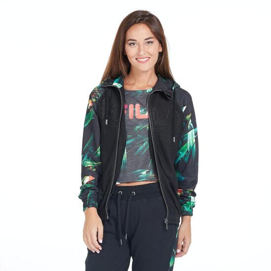 FILA Sudadera Negra Estampada Mujer