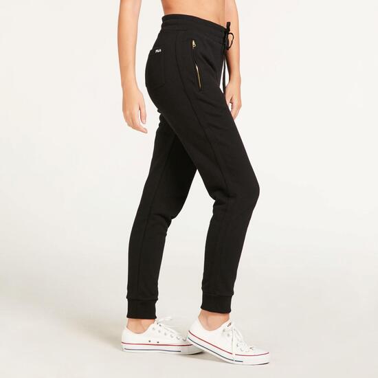 FILA Pantalón Largo Felpa Negro Mujer