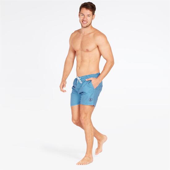 Bañador Corto Vichy Azul Marino Hombre Silver