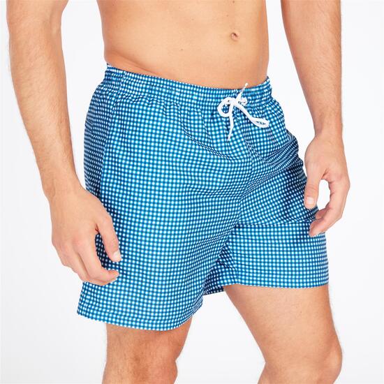 Bañador Corto Vichy Azul Marino Hombre Silver