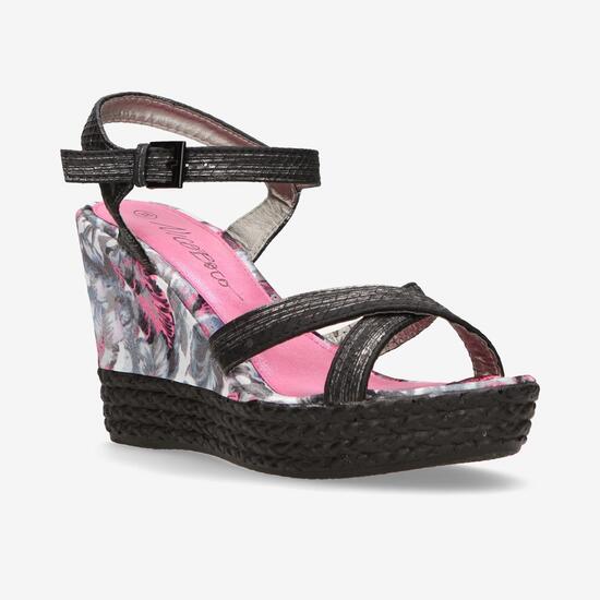 Sandalias Cuña Negro Mujer Nicoboco Yeste