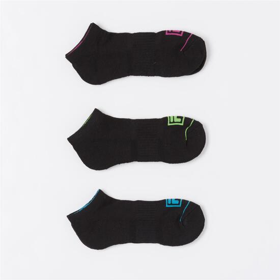 FILA Pack 3 Calcetines Cortos Negro Mujer