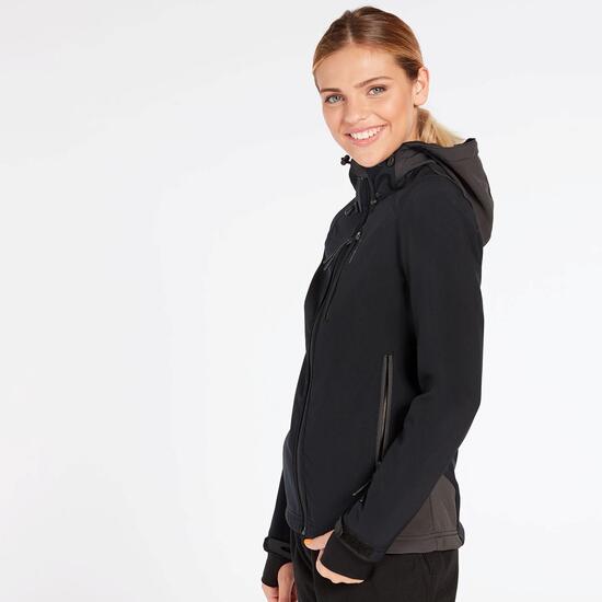 Chaqueta Shoftshell Capucha Negra Boriken
