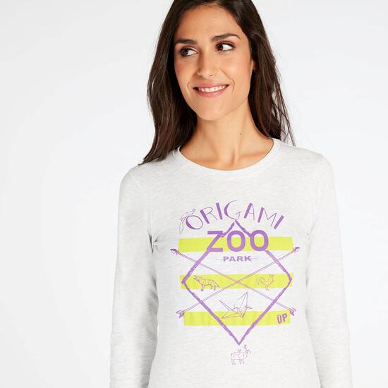 Camiseta Manga Larga Up Stamps Blanca