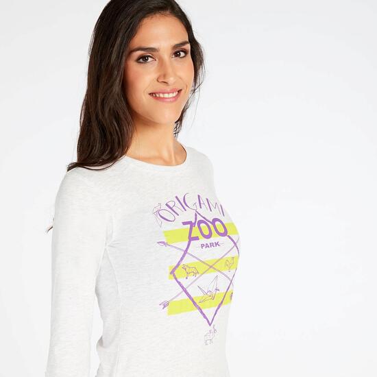 Camiseta Manga Larga Up Stamps Blanca