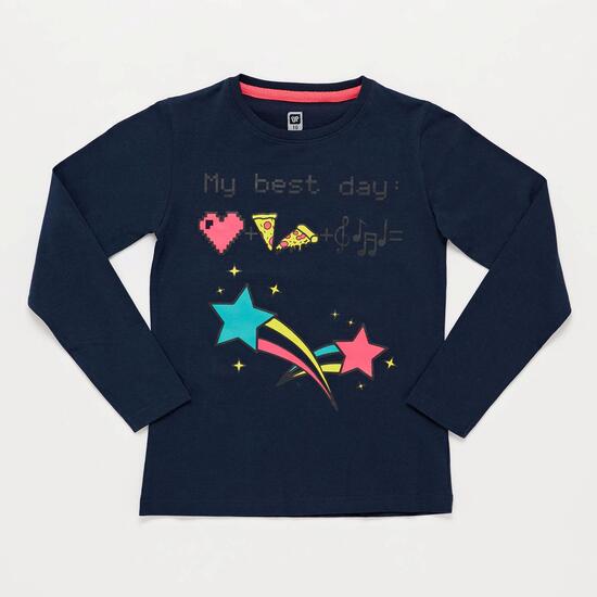 Camiseta Manga Larga Marino Niña Up