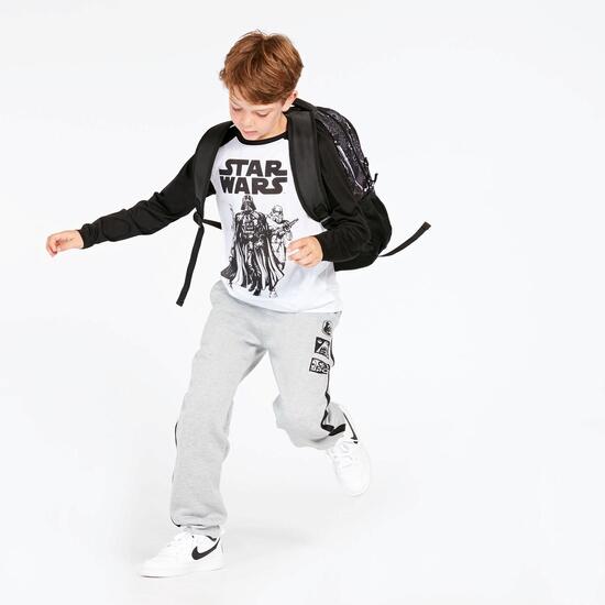 Camiseta Star Wars Blanca Negra Niño (10-16)
