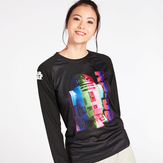 Camiseta Star Wars R2 D2 Negra Mujer