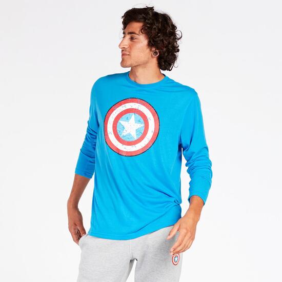 Camiseta Capitán América Azul Hombre