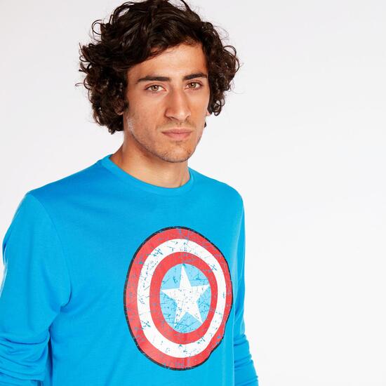 Camiseta Capitán América Azul Hombre