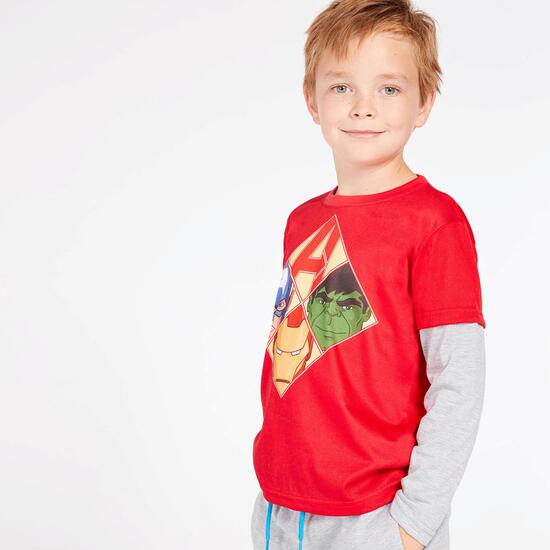 Camiseta Marvel Rojo Gris Niño (2-8)