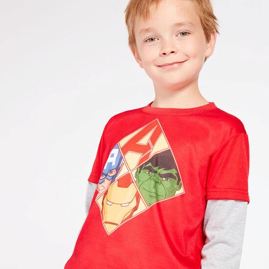 Camiseta Marvel Rojo Gris Niño (2-8)
