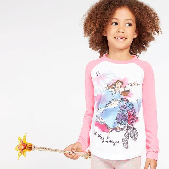 Camiseta Bella Blanca Fucsia Niña (2-8)