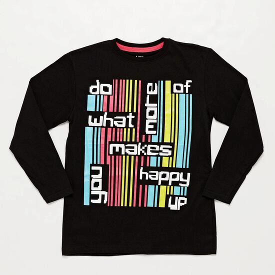 Camiseta Manga Larga Negra Junior Up Stamps