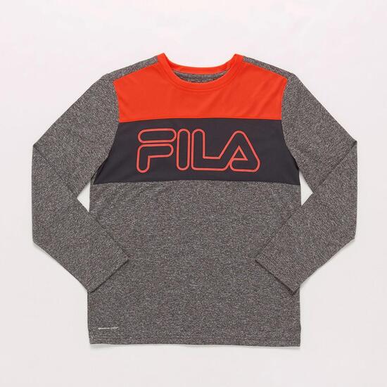 Camiseta Manga Larga Gris Junior Fila