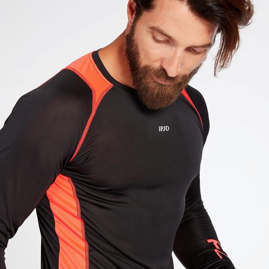 Camiseta Manga Larga Running Ipso Combi Negra