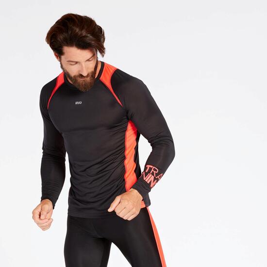 Camiseta Manga Larga Running Ipso Combi Negra