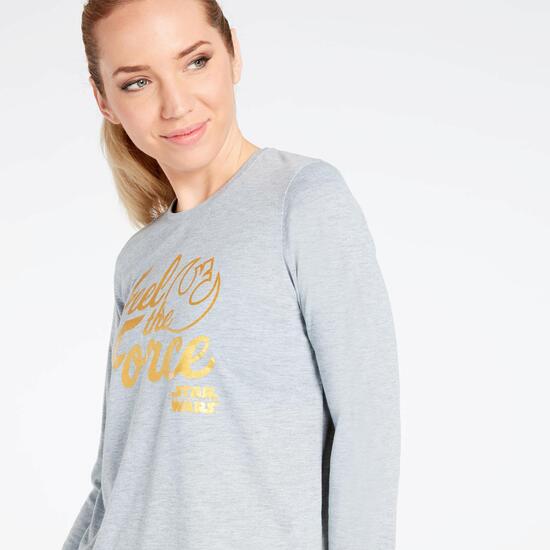 Camiseta Star Wars Gris Oscuro Negra Mujer