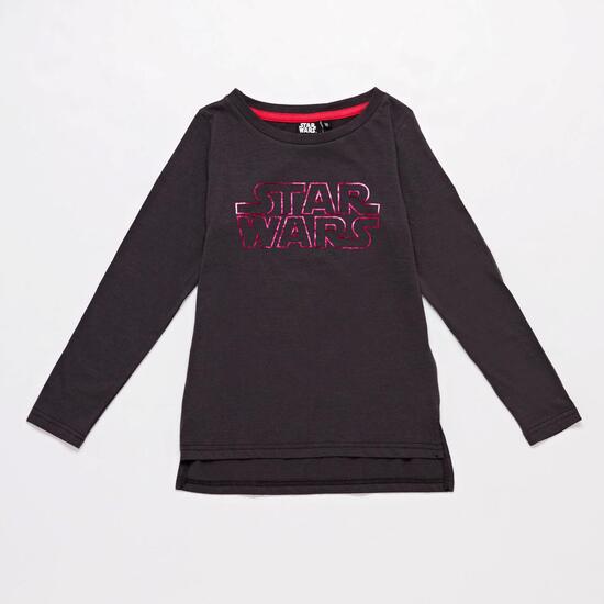 Camiseta Star Wars Gris Oscuro Niña