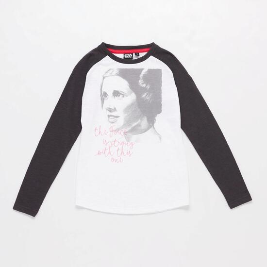 Camiseta Star Wars Blanca Gris Oscuro Niña