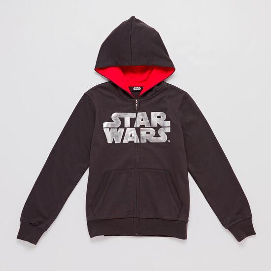 Sudadera Star Wars Gris Claro Rosa Niña