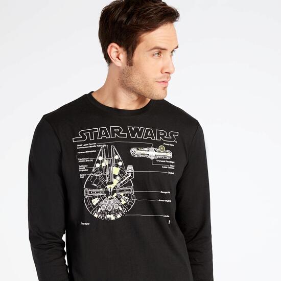 Camiseta Manga Larga Star Wars Negra Hombre