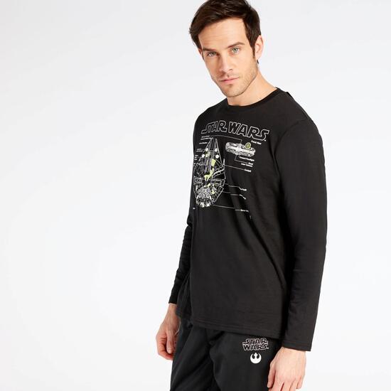Camiseta Manga Larga Star Wars Negra Hombre