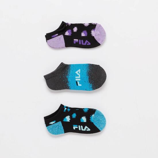 Pack 3 Calcetines Fila Niña Negros Purpurina