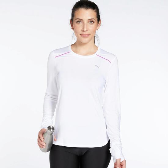 Camiseta Running Puma - Blanco Manga Larga Mujer | Sprinter