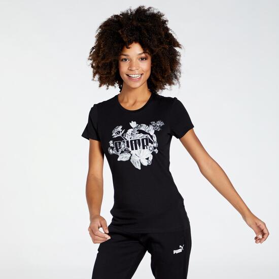 Cervecería vistazo Salida hacia Puma Essentials Flower - Negro - Camiseta Mujer | Sprinter