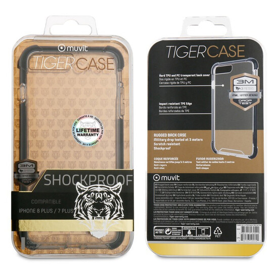 Muvit Tiger Hard Funda Apple Iphone 8/7 Plus Shockproof 3m Transparente + Borde Negro Muvit Tiger Hard Funda Apple Iphone 8/7 Plus Shockproof 3m Transparente + Borde Negro