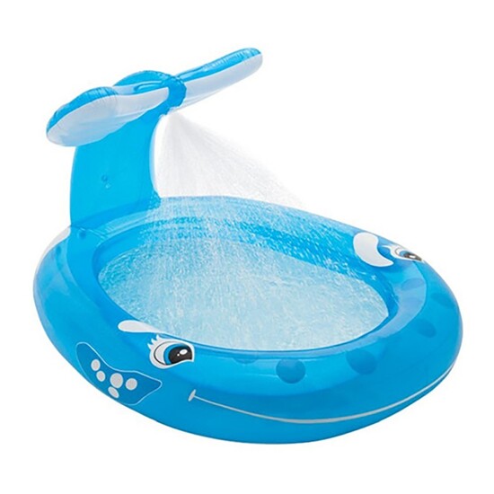 Piscina Hinchable Infantil Con Pulverizador Ballena Intex - Azul