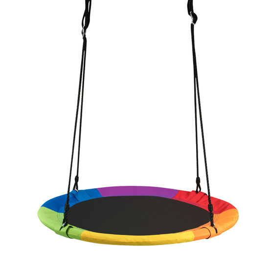 COSTWAY Columpio Redondo, Diámetro 100cm, Columpio Jardin Exterior Niños  Aultos, Luces LED Multicolores, 8 Modos, 2