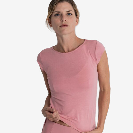 Camiseta Básica Rosa Para Yoga Bianca Caviró Sport Camiseta Básica Rosa Para Yoga Bianca Caviró Sport