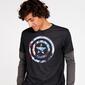 Camiseta Capitán América Negra Gris Hombre