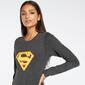 Camiseta Superman - Negro - Camiseta Manga Larga Mujer 