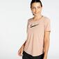 Nike Dri-FIT Swoosh Run - Nude - Camiseta Running Mujer 