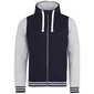 Apenas Capuzes Adultos Unisexo Urbano Varsity Full Zip Hoodie Awdis (Oxford Navy/ Heather Grey) - Azul Apenas Capuzes Adultos Unisexo Urbano Varsity Full Zip Hoodie Awdis (Oxford Navy/ Heather Grey) - Azul