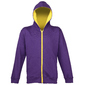Sweatshirt Com Capuz E Fecho Varsity Awdis - Roxo 