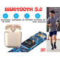 Auriculares Bluetooth Inalámbricos Tws 5.0 Universal Ios E Android + Capa Klack Gold Metalizado - Rosa 