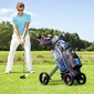 Costway Carro De Golf Plegable Con Ruedas Porta Vaso Freno De Pedal - Negro - Carro De Golf Plegable Costway Carro De Golf Plegable Con Ruedas Porta Vaso Freno De Pedal - Negro - Carro De Golf Plegable
