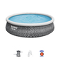 Piscina Hinchable Fast Set Bestway Ratán 457x107 Cm Con Depuradora Cartucho 2.006 L/h Y Escalera - Gris Piscina Hinchable Fast Set Bestway Ratán 457x107 Cm Con Depuradora Cartucho 2.006 L/h Y Escalera - Gris