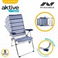 Pack Ahorro 2 Sillas Playa Mykonos Multiposición Antivuelco 47x66x108 Cm Aktive - Azul Pack Ahorro 2 Sillas Playa Mykonos Multiposición Antivuelco 47x66x108 Cm Aktive - Azul