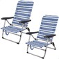 Saving Pack 2 Cadeiras De Praia Anti-inclinação Multiposições Mykonos 46,5x50x85 Cm Aktive - Azul 