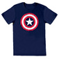 Camiseta Entallada Escudo Envejecido Captain America - Azul Marino 